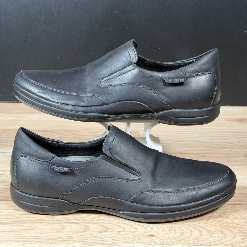 Mephisto Edlef Driving Loafers Mens Size 10 Black Leather Slip On Shoes Preppy